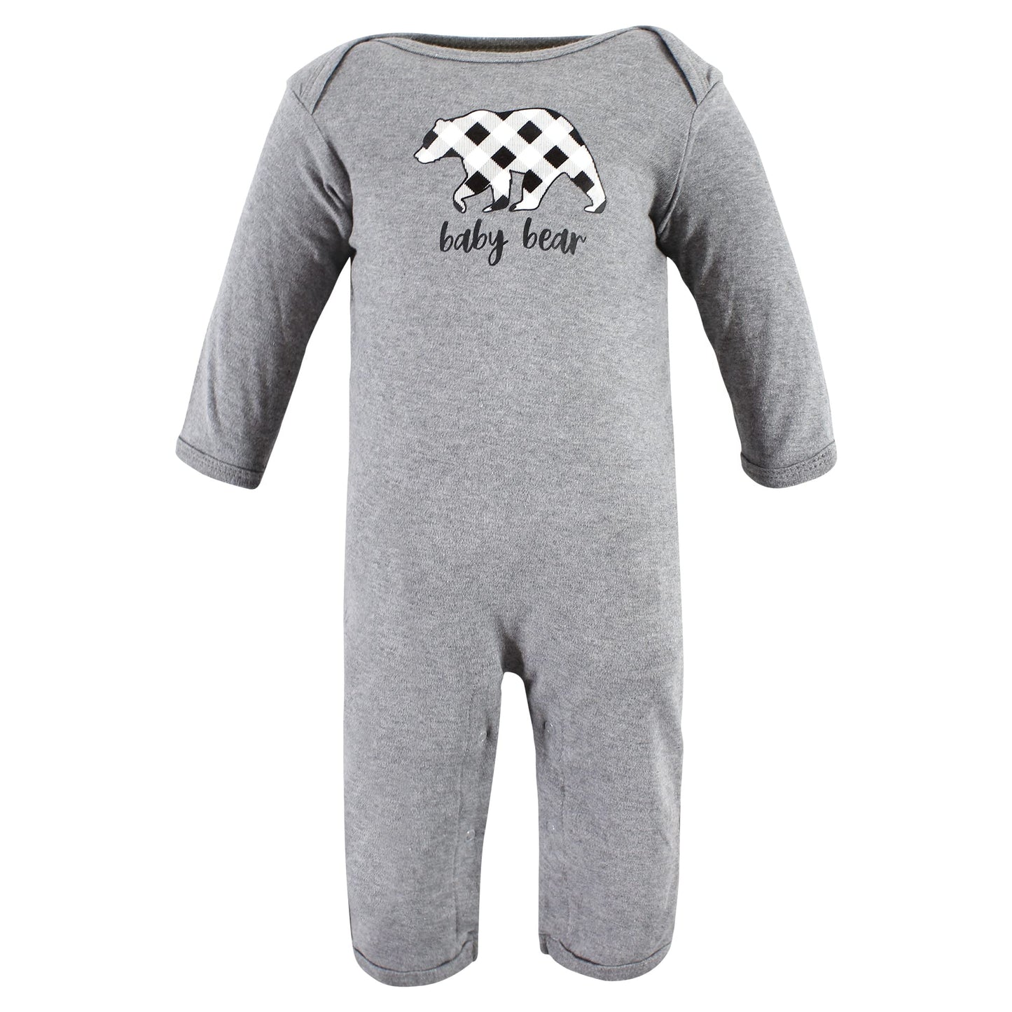 Hudson Baby Girls Unisex Cotton Coveralls, Bear Gray Black, 6-9 Months, Baby Bear Gray Black, 6-9 Months Us