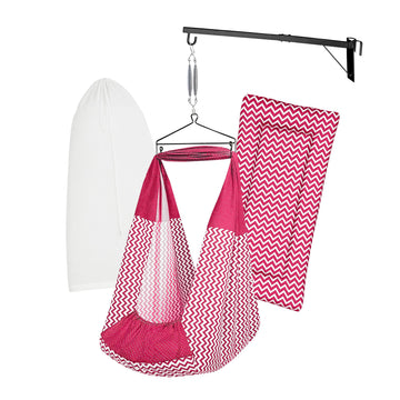 Beetot Baby Cradle Swing/Jhula (Thottil Cloth, Palna, Dolna) Set | Cradle Cloth With Padded Bed, Mosquito Net, Spring, Triangle 