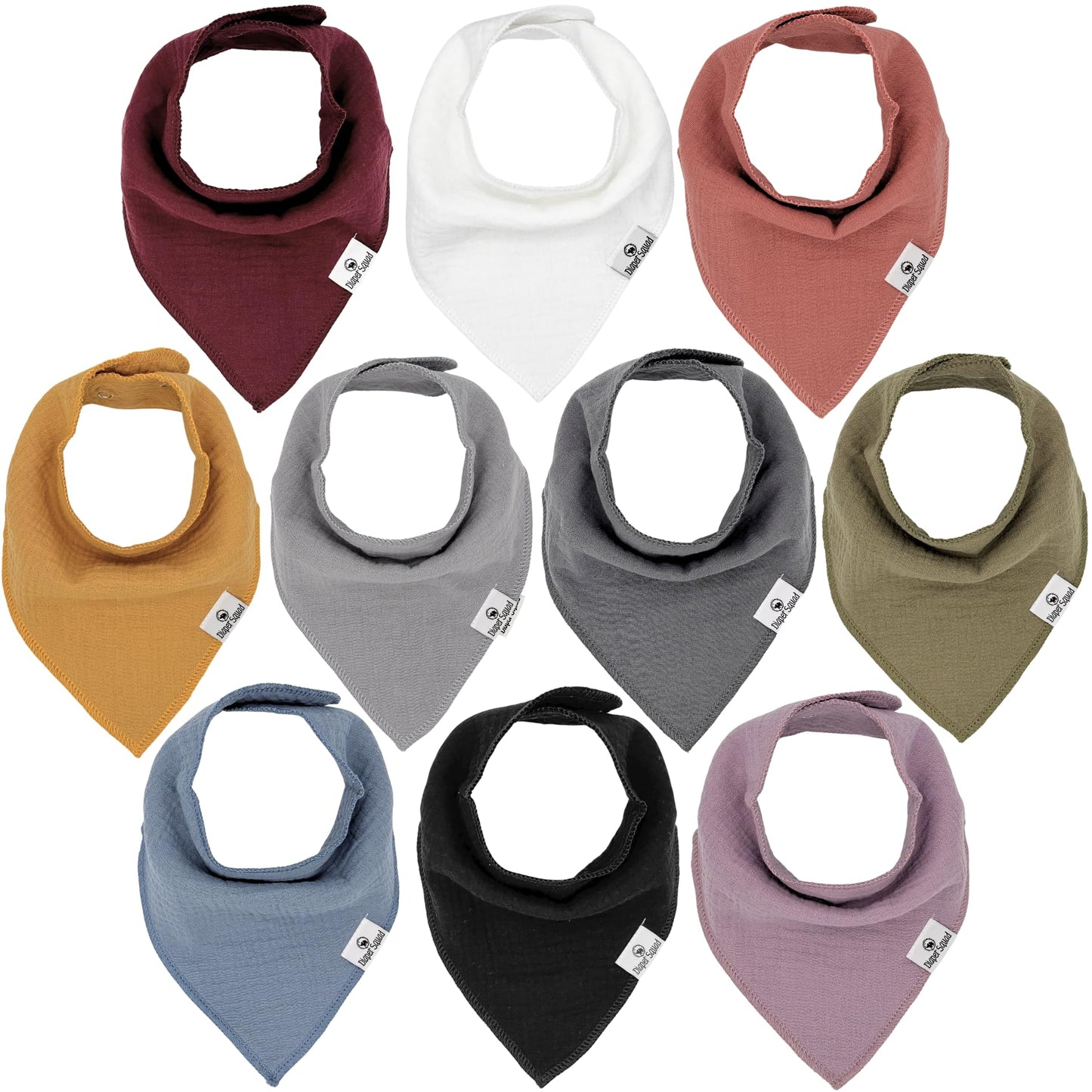 Diapersquad'S 10-Pack Baby Bibs For Drooling And Teething, Bibs For Boys, Baby Girl - Solid Cotton Baby Drool Bibs (Earthy Color
