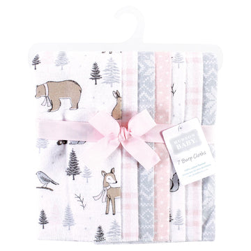 Hudson Baby Unisex Baby Cotton Flannel Burp Cloths, Winter Forest, One Size