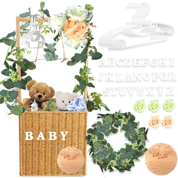 Tkifoda Baby Shower Crate Closet, Large Hand-Woven Rattan Storage Crates With Handle, Baby Shower Gifts, Baby Welcome Box Nurser