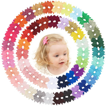 Doboi Hair Clips 100Pcs 2' Infant Grosgrain Boutique Ribbon Mini Bows For Girls Teens Infants Kids Toddlers Newborn - 50 Pairs