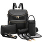 I IHAYNER Diaper Bag Backpack Leather Backpack for Women Travel Backpack Baby Bag Large with Troller Straps Capacity for Wet Clo