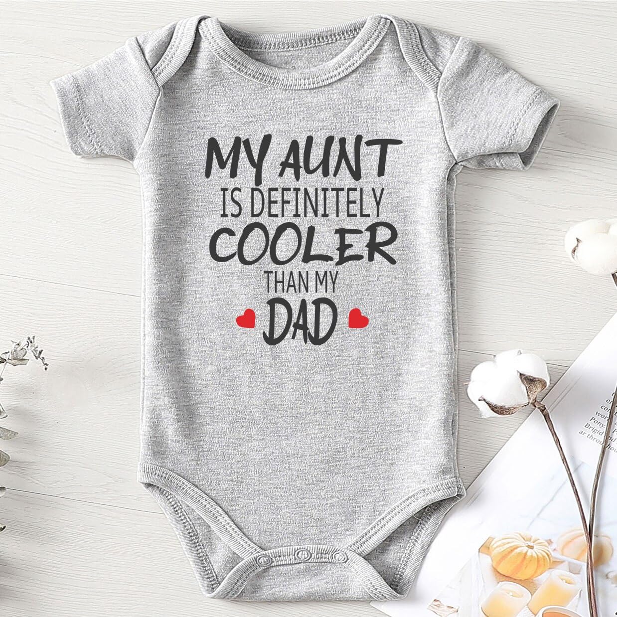 Shlrzy My Aunt Is Cooler Than Dad Baby Boy Clothes Unisex Funny Baby Girl Bodysuit Gray 0-3Months