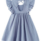 Lyxiof Toddler Baby Girl Cotton Linen Dress Ruffle Sleeve Halter Sleeveless Kids Casual Dresses Smoky Purple 110Cm