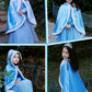 Party Chili Fur Princess Hooded Cape Cloaks Costume For Girls Dress Up Blue 4-5 Years(120Cm)
