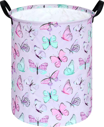 KUNRO Baby Laundry Basket Baby Hamper for Nursery Butterfly Toy Storage Bin Organizer for Girls Bedroom Decor