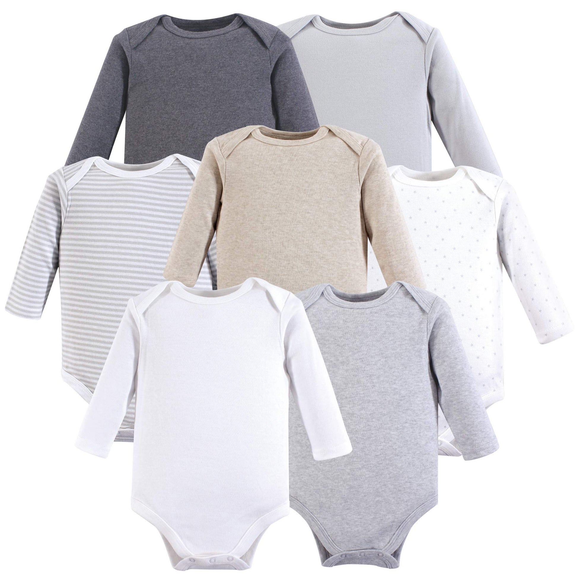 Hudson Baby Unisex Baby Cotton Long-Sleeve Bodysuits, Neutral Basic, 12-18 Months Us