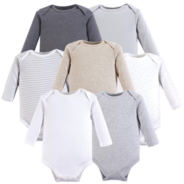 Hudson Baby Unisex Baby Cotton Long-Sleeve Bodysuits, Neutral Basic, 9-12 Months Us