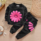 Toddler Baby Girls Sunflower Clothes Set Long Sleeve Top And Pants 2Pcs Outfits Fall Clothes (Black,Age 2T)