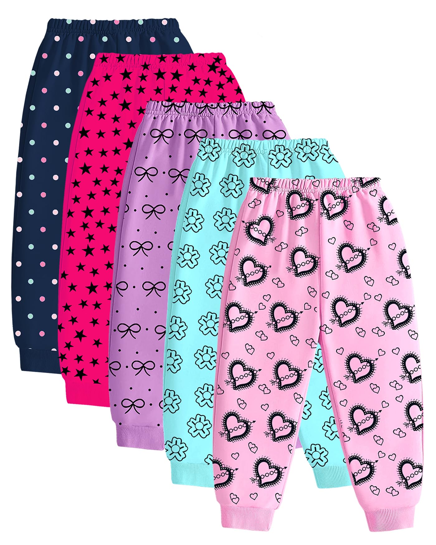 Kuchipoo Regular Fit Baby Girls Pyjamas  Pack of 5 (Multicolor, 89 Years, PAJ182K)