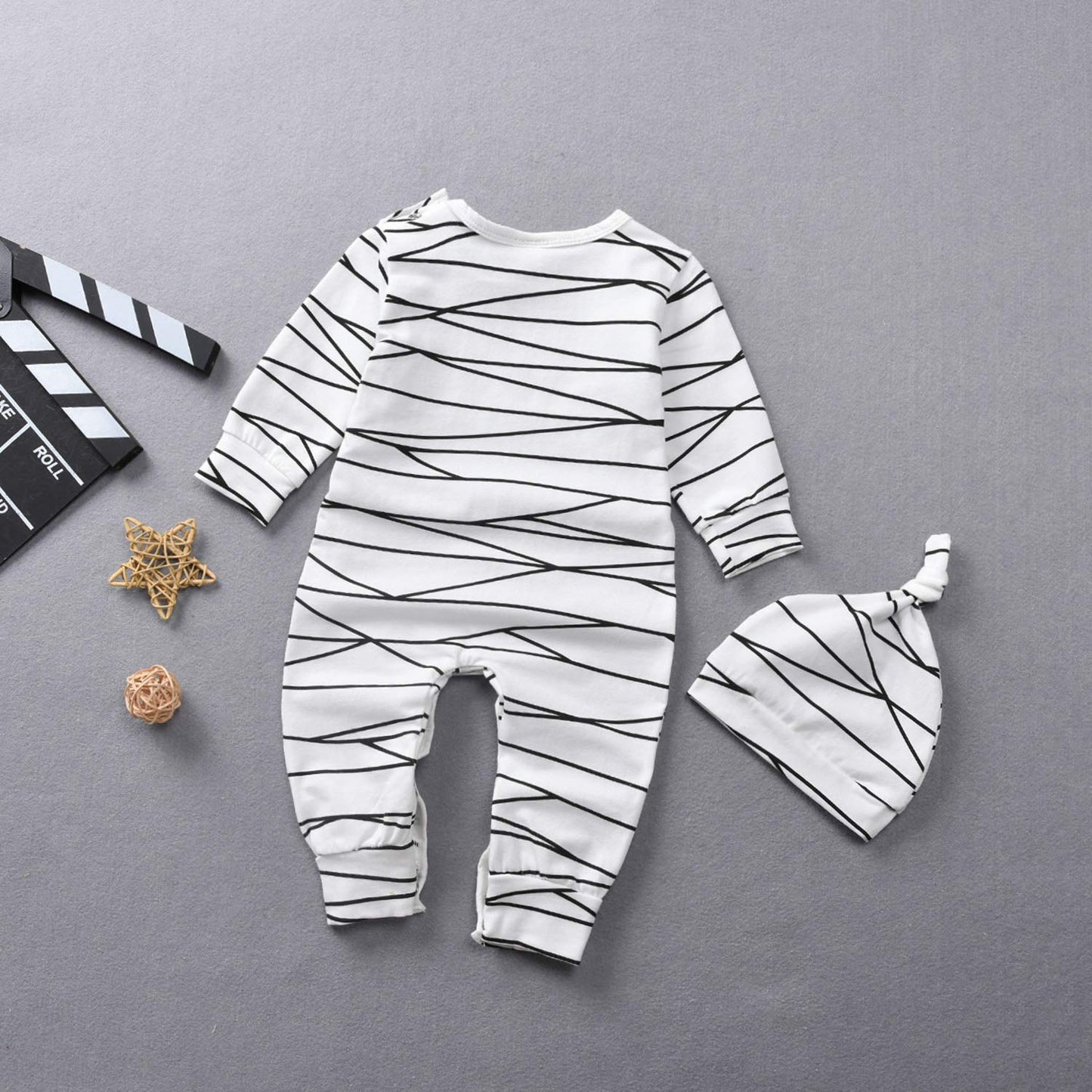 Aalizzwell Toddler Baby Halloween Romper Pants Set For Kids Funny (Mummy Romper, 0-3 Months)