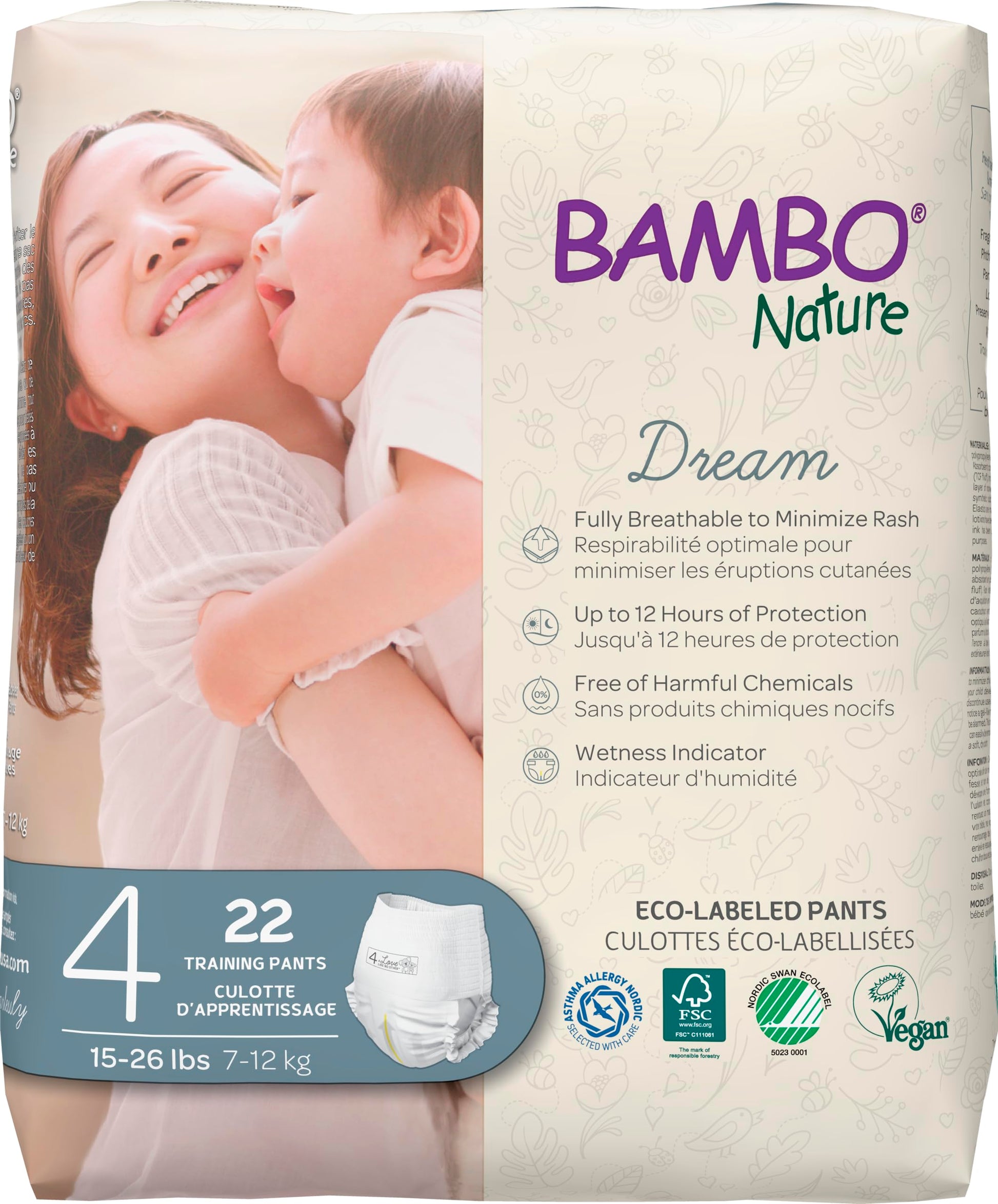 Bambo Nature Hypoallergenic Training Pants, Eco-Labeled Training Pants, Totally Chlorine-Free, Skin Friendly - Size 4 (110 Count