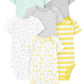 Simple Joys by Carters Baby 6-Pack Short-Sleeve Bodysuit, Grey/Yellow, 6-9 Months