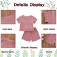 Dimoybabe 6-9 Months Baby Girl Clothes Toddler Girl Summer Outfits Clothes Set Ruffle Ribbed Short Sleeves T-Shirt Tops Shorts C