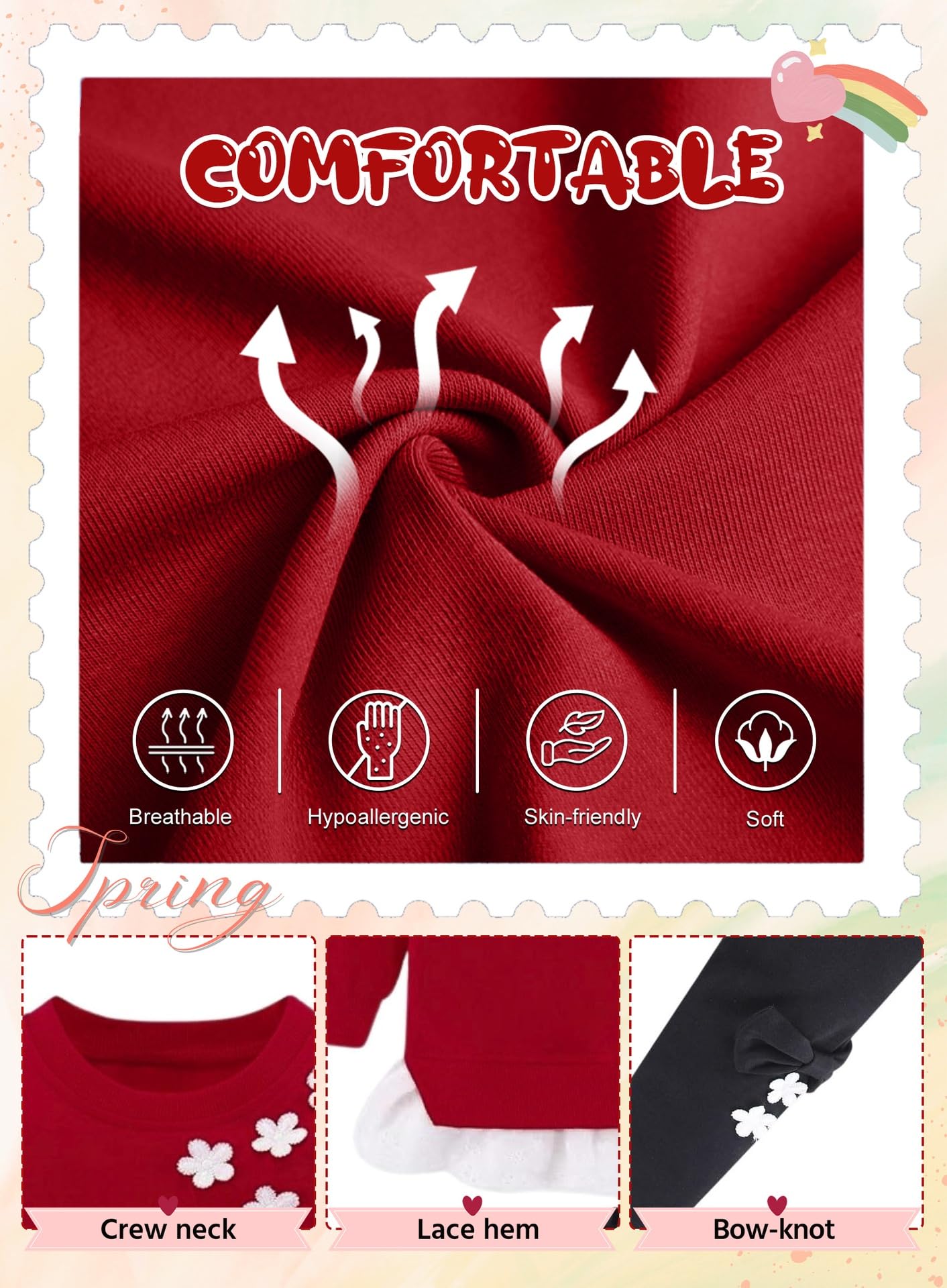 Bomdeals Adorable Cute Toddler Baby Girl Clothing 2Pcs Outfits(303,Red,110)