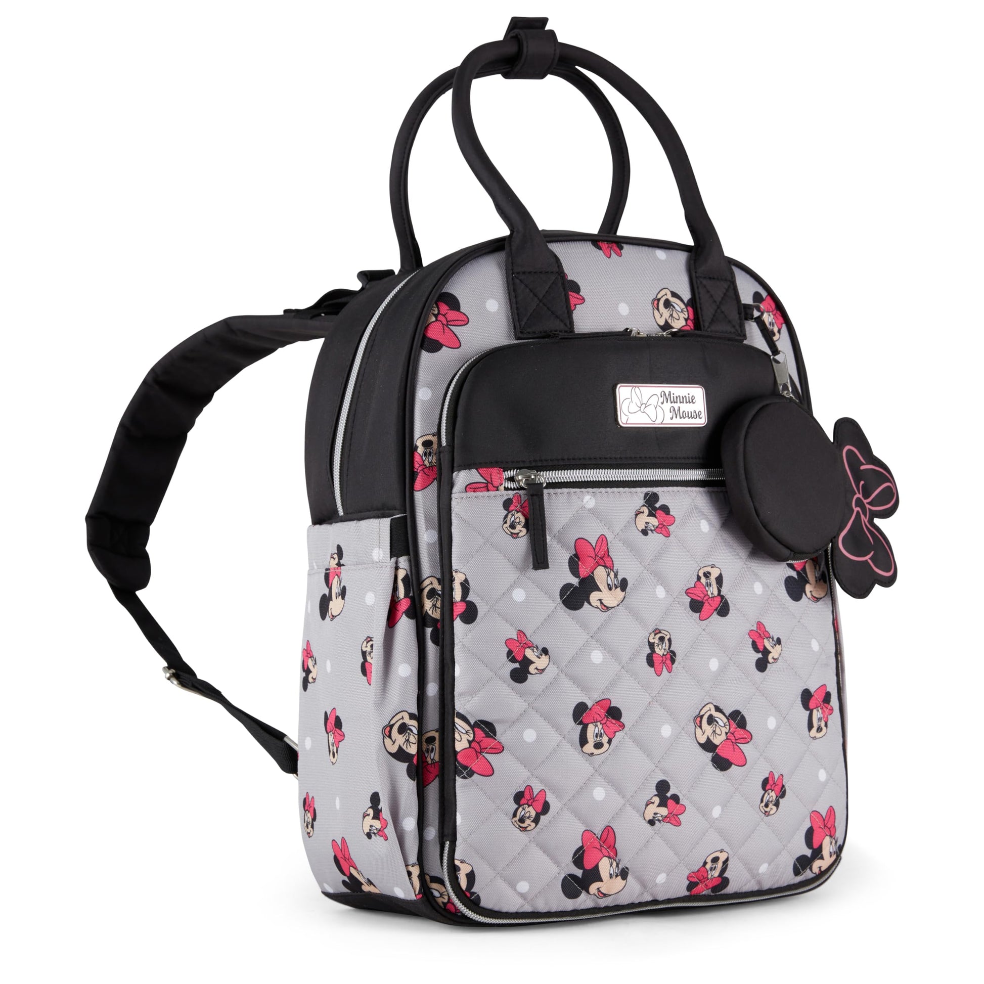 Disney Unisex Baby Travel Diaper Backpack| 16-Inches Height Multi-Functional Bag, Minnie Mouse With Paci Holder, Extra Large