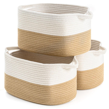 Duhel Cotton Rope Woven Storage Basket, Used For Baby Hamper Toy Organizer, Gift Baskets Empty,Kids Laundry Basket,Baby Blanket