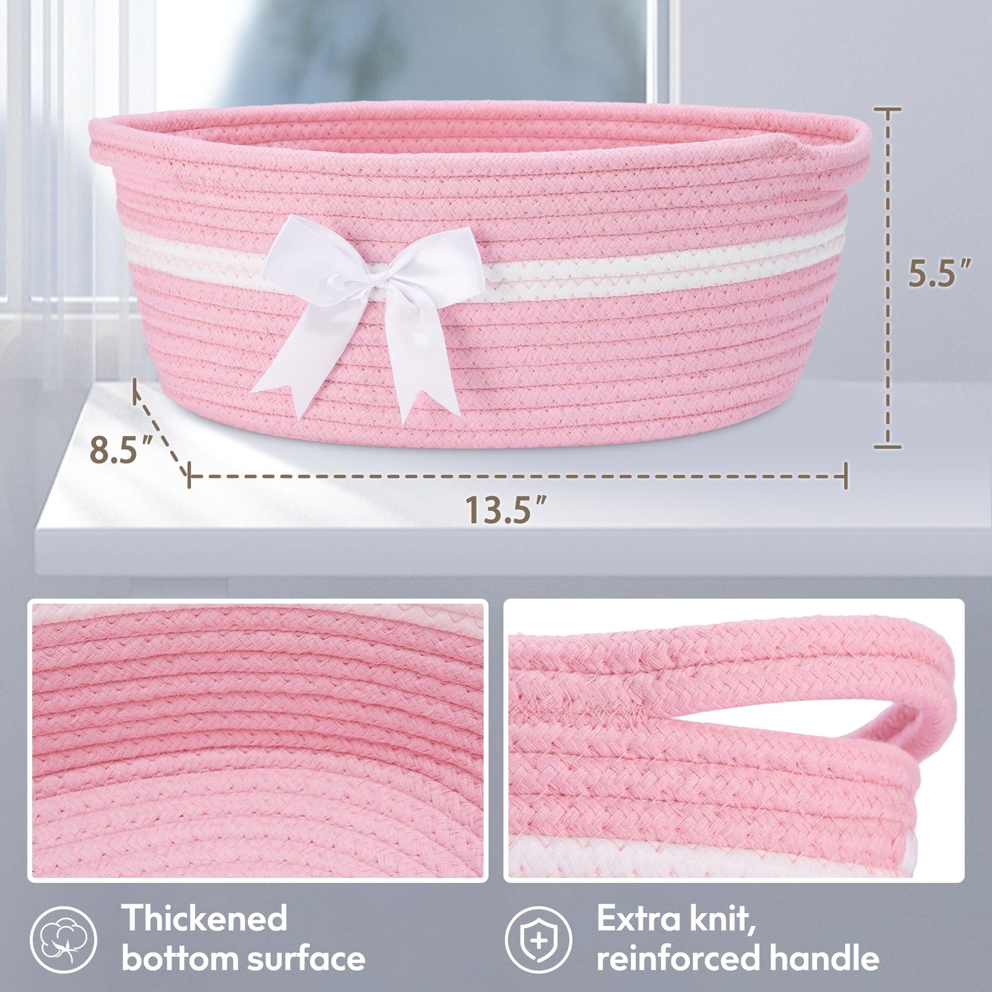 Yeeeasy Gift Basket With Bow And Gift Bag Simplicity Home Decor Rope Basket For Gifts Empty 13.5'X 8.5' X 5.5' Storage Basket