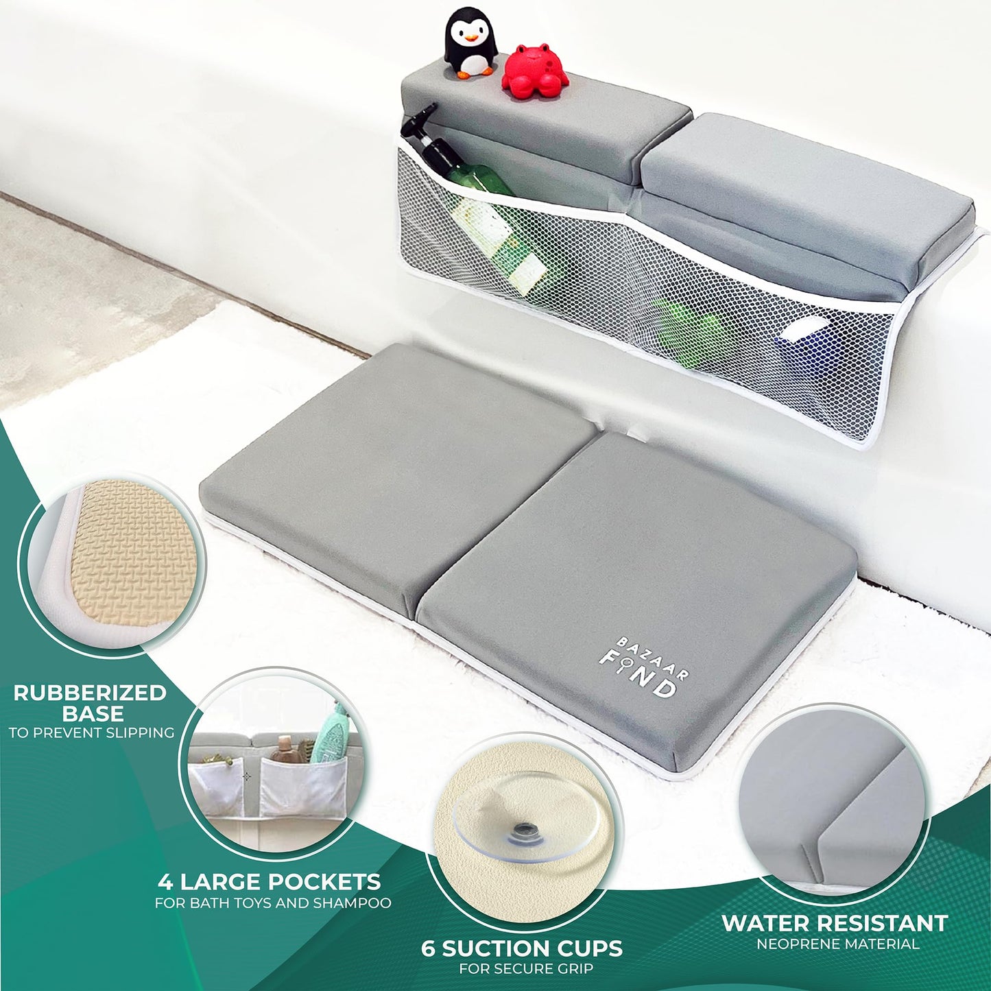 Bath Kneeler And Elbow Rest Pad Set, Comfortable Bath Kneeler, Thick Bath Kneeling Pad For Bathing Baby, Kneeling Pad For Bathin