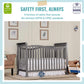 Dream On Me Violet 7-In-1 Convertible Life Style Crib In Steel Grey, Greenguard Gold Certified, 4 Mattress Height Settings, Made