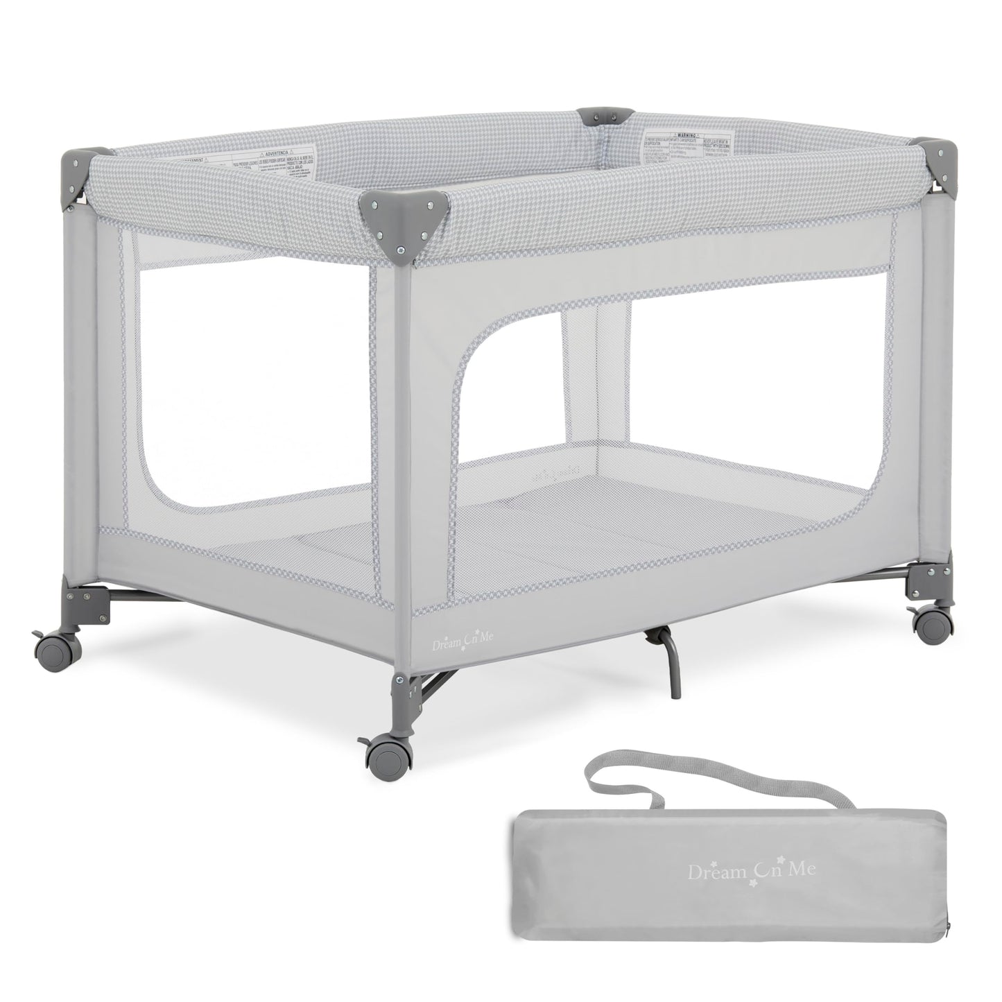 Dream On Me EZGo Portable Playard in Grey, Compact Easy to Fold and Travel Baby Playard, Breathable Mesh Sides, Carry Bag Includ