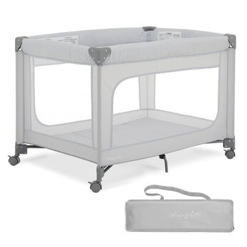 Dream On Me EZGo Portable Playard in Grey, Compact Easy to Fold and Travel Baby Playard, Breathable Mesh Sides, Carry Bag Includ