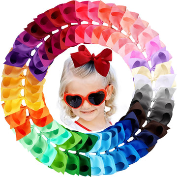 Oaoleer 40 Colors 4 Inch Hair Bows Clips Grosgrain Ribbon Bows Hair Alligator Clips Hair Barrettes Hair Accessories For Girls To