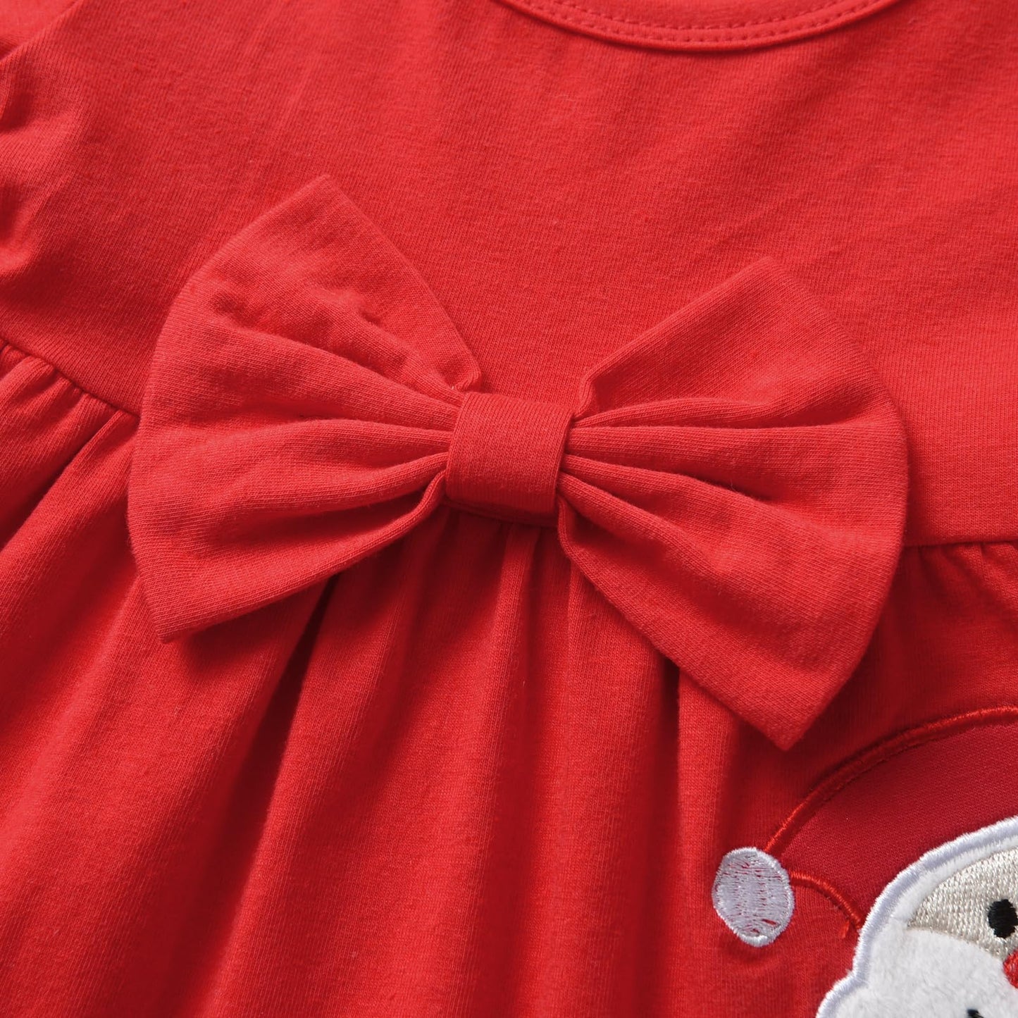 3Pcs Baby Girl Clothes Ruffle Bow Tie Christmas Shirt Tops Striped Pants Headband Outfit Sets (Red, 9-12 Months)
