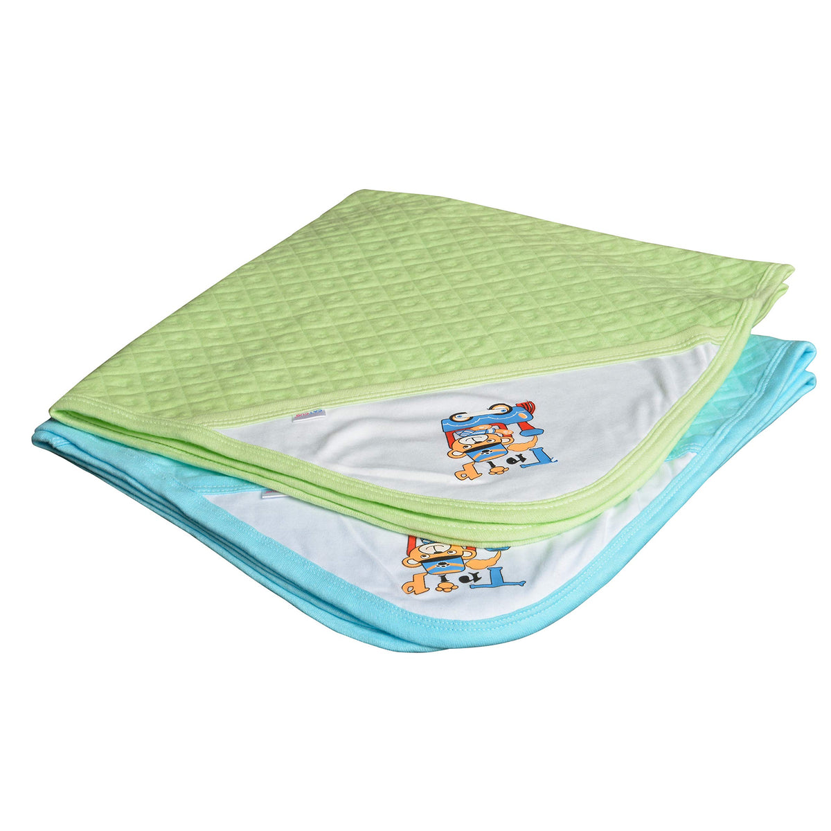 CATCUB Ultra Soft Cotton Baby Hooded Towel Combo  Pack of 2 (Blue & Green)