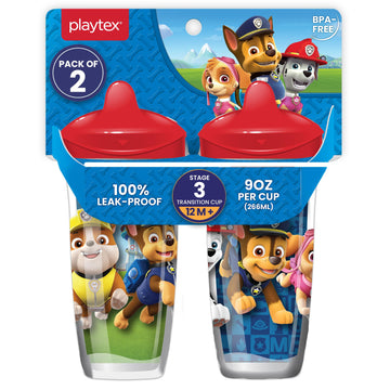 Playtex Baby Sipsters Stage 3 Paw Patrol Sippy Cups, Spill-Proof, Leak-Proof, Insulated - Blue, 9 Oz, 2 Count