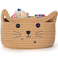 Zopeal Cat Basket Storage Woven Organizer with Ears Christmas Decorative Pet Toy Cute Cotton Rope Basket for Gift Cat Dog Toy Bi