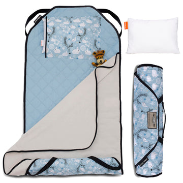 Urban Infant Tot Cot Kids Nap Mat - Toddler Preschool Daycare All-In-One Bedding - Washable Blanket And Pillow - Boys And Girls