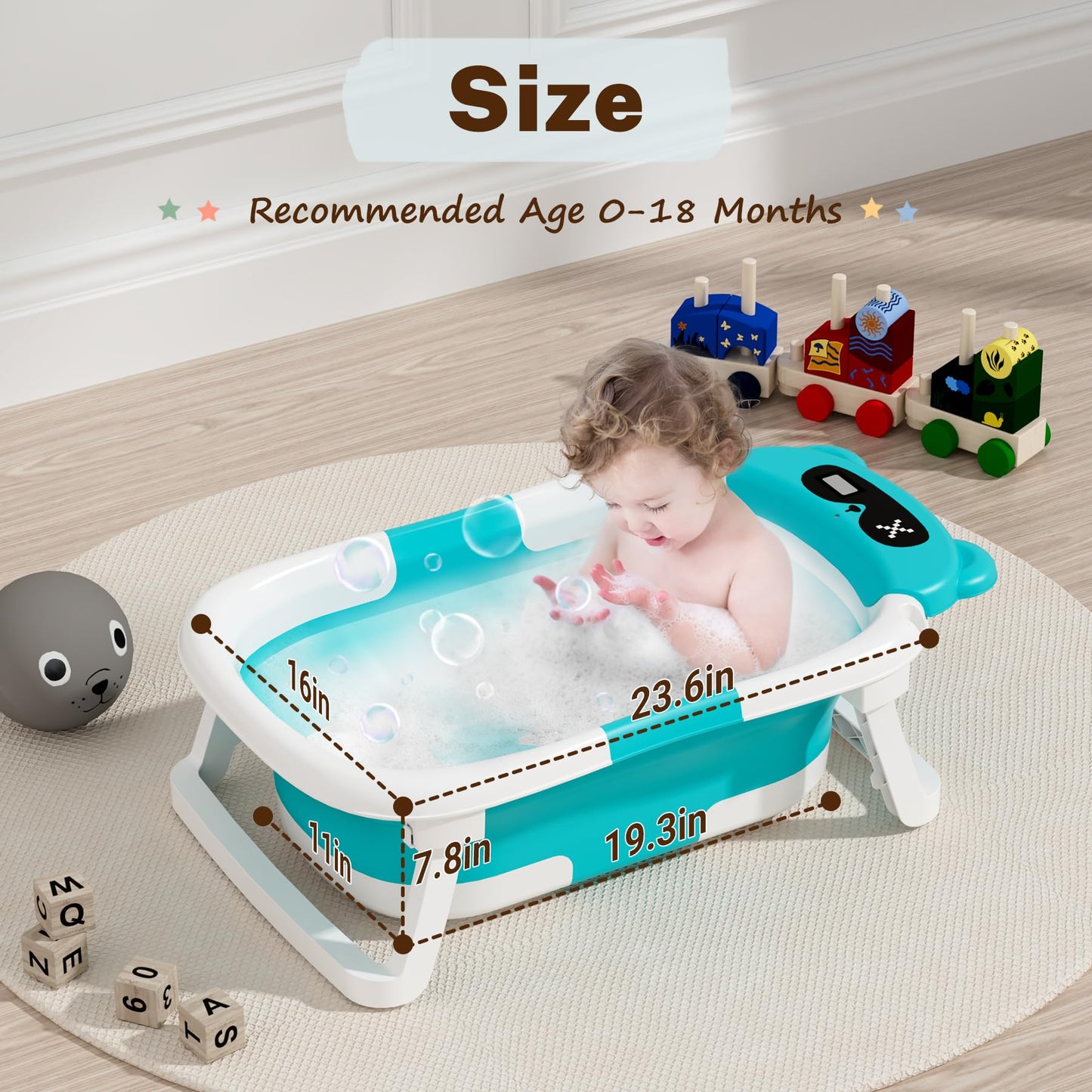 Avidor Baby Bathtub,Collapsible Bathtub For Newborn To Toddler,Durable Essential Infant Bath Tub,Portable Travel Baby Bathtub Wi