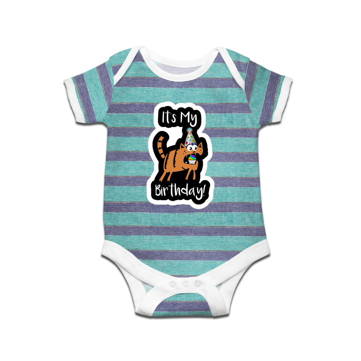 Ruse Its My Birthday!Printed Unisex Kids Striped Infant Romper Short Sleeves And Bodysuit For New Born Baby Boy/Baby Girl Clothe