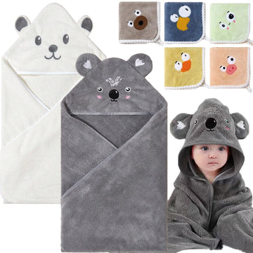 Befacl 2 Pack Baby Towels With Hood And 5 Baby Washcloths, For Newborn Unisex, 31.5X31.5 In Ultra Absorbent Soft Hooded Bath Tow