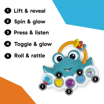 Baby Einstein Ocean Explorers Neptunes Busy Bubbles Sensory Activity Toy, with Interactive Lights and Music, Ages 3+ Months