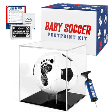 Circa Print Baby Soccer Ball Handprint Kit, Ink Pad For Baby Hand And Footprints - Unique Baby Keepsake For Dads, Baby Shower Pr