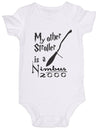 Jovigear My Other Stroller Is A Nimbus 2000' / Harry Potter Cute Baby Onesie Spell Bodysuit Romper (12M, White)