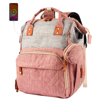 MosaiRudo Diaper Bag Backpack Baby Bag,Waterproof, Travel Diaper Bags with Pacifier Case for Baby Girl Boy Backpack for Women (P