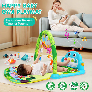 Baby Play Mat Baby Toys Tummy Time Mat Baby Activity Center For Newborn Infant Toys Piano Baby Gym Mat Tummy Time Toys Music & L