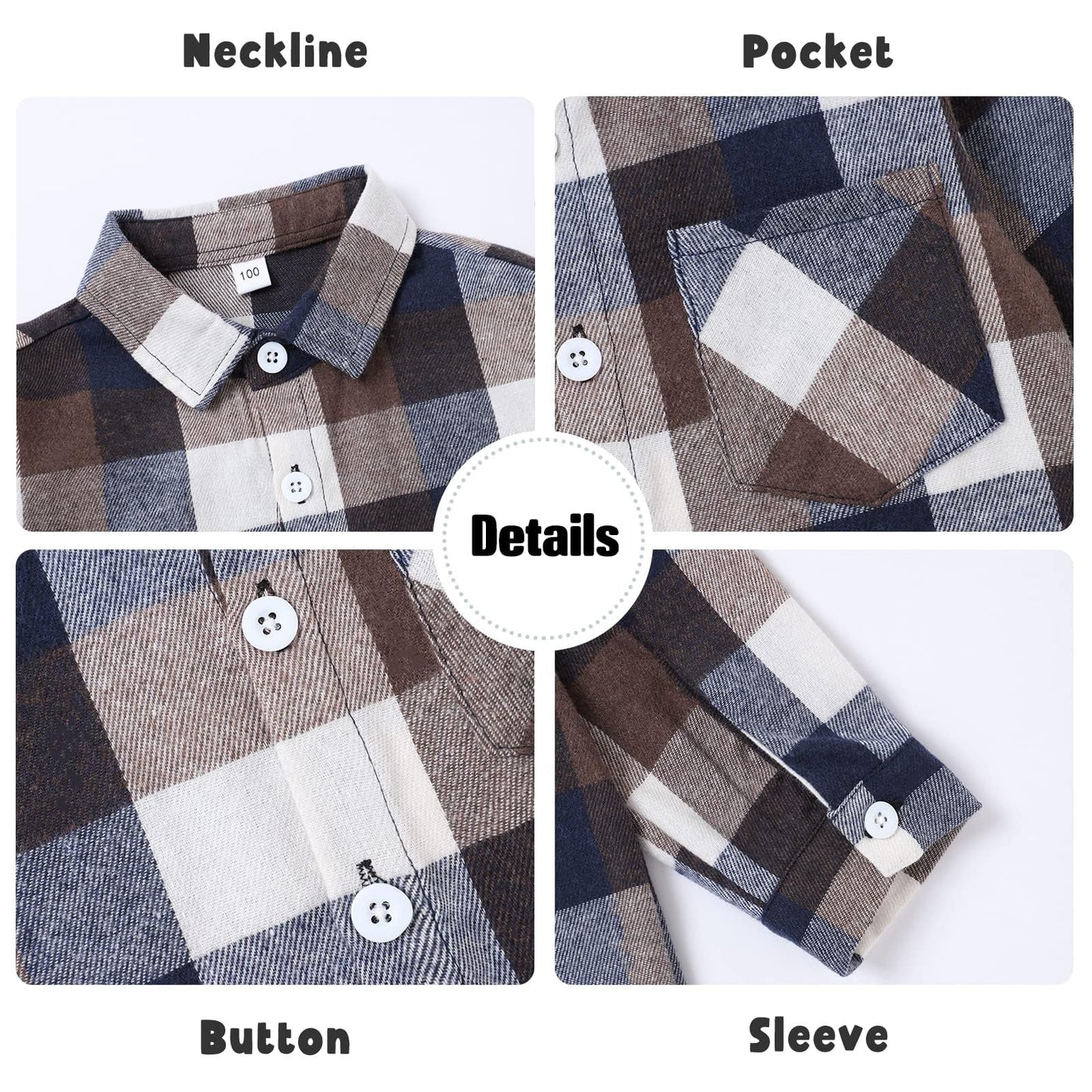 Fuermos Toddler Baby Boy Girls Outfits Plaid Flannel Long Sleeve Shirt Tops Kid Clothes(2-3T)