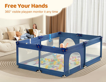 Cozibb Baby Playpen With Mat, 71'    59' Extra Large Playpen For Babies And Toddler, Baby Play Yard With Breathable Mesh, Baby