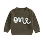 First Birthday Outfit Toddler Baby Boy Girls One Birthday Embroidery One Sweater Top Knit Pullover Sweatshirt Clothes (Green, 12