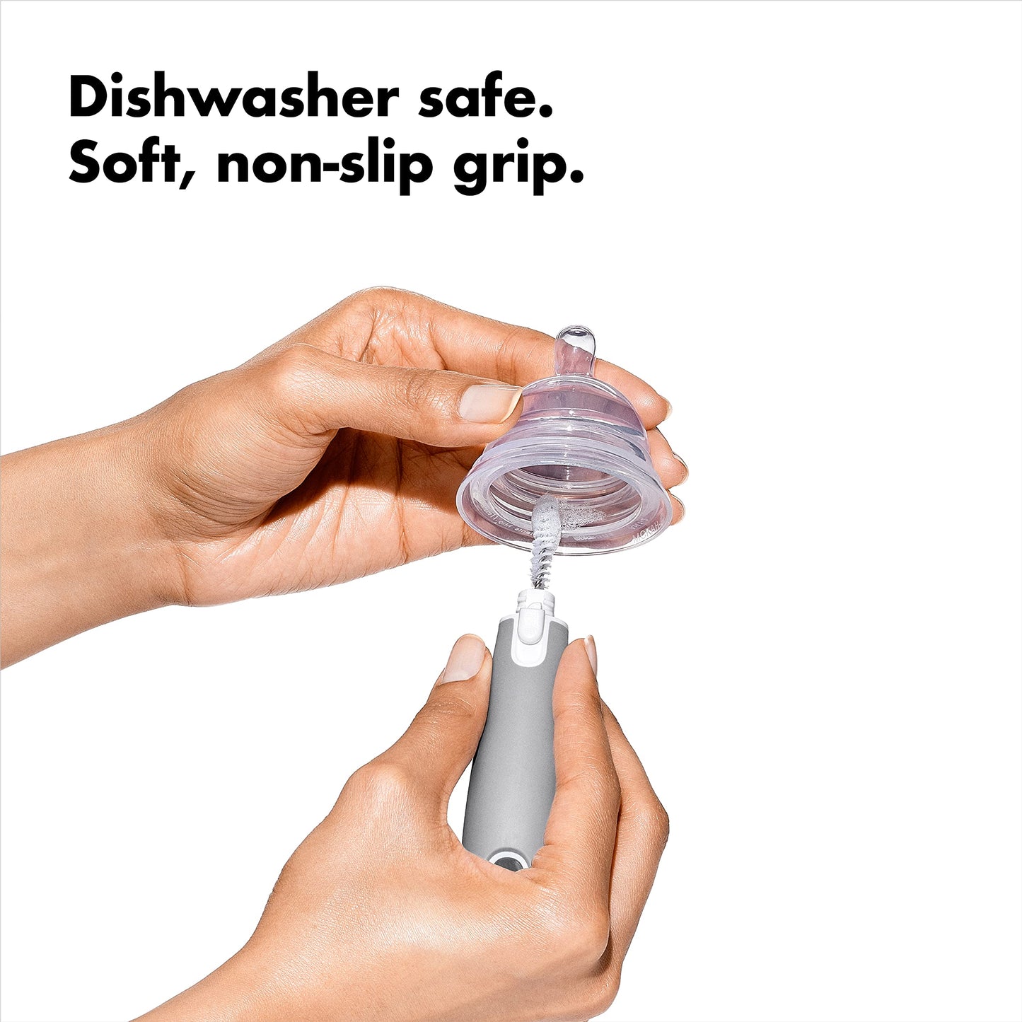 OXO Tot Bottle Brush with Nipple Cleaner and Stand - Gray, 2-Pack