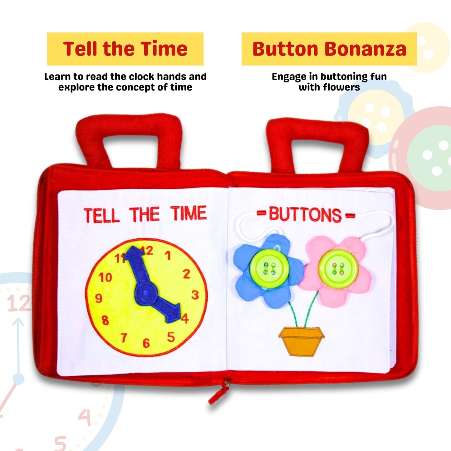 My Quiet Book by Pockets of Learning Montessori Basic Life Skills Activity Toy | Interactive Early Education Preschool Activity
