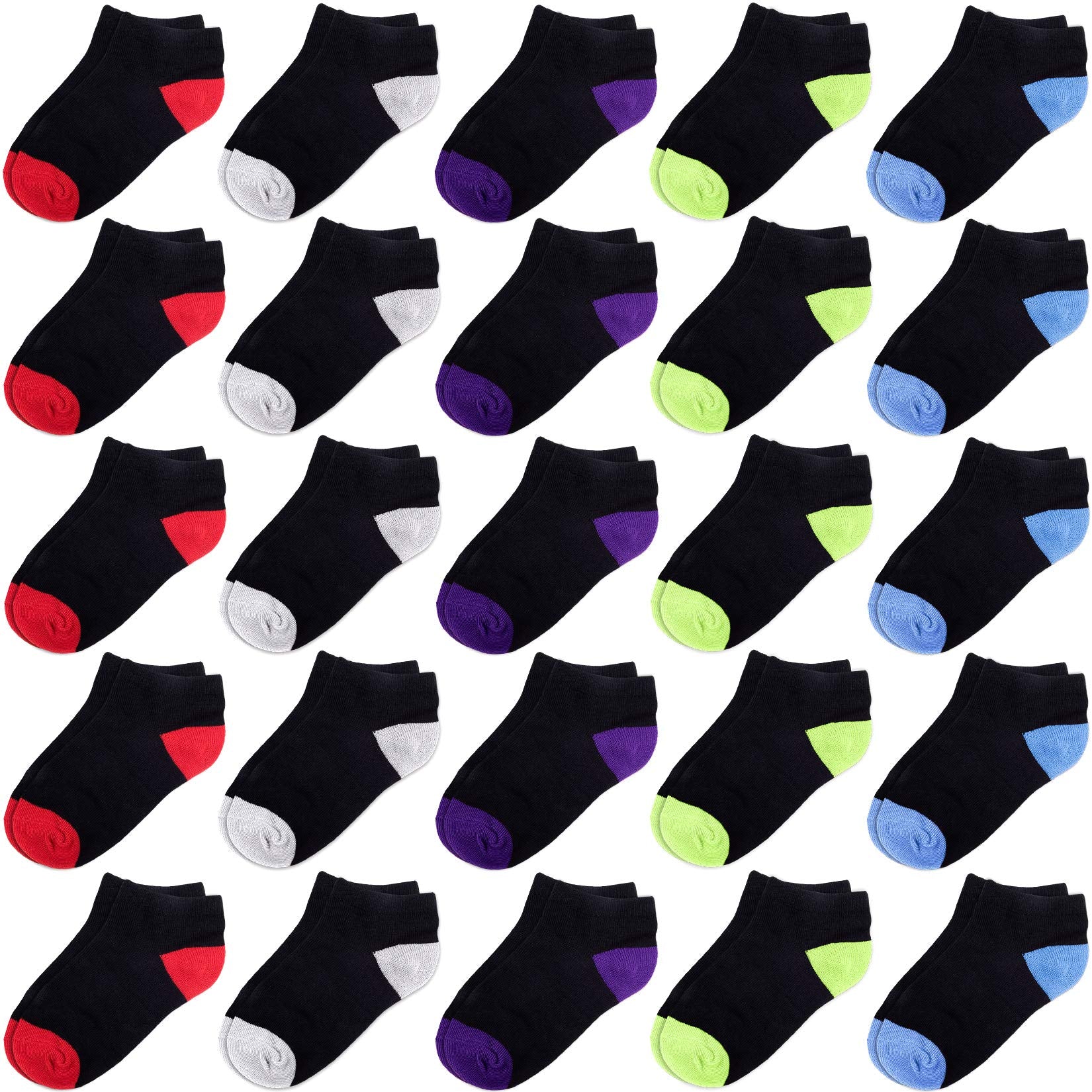 Duufin 25 Pairs Toddler Ankle Socks Low Cut Kids Half Cushion Socks Low Rise Ankle Socks For Boys And Girls (Multicolor B, 1-2T)