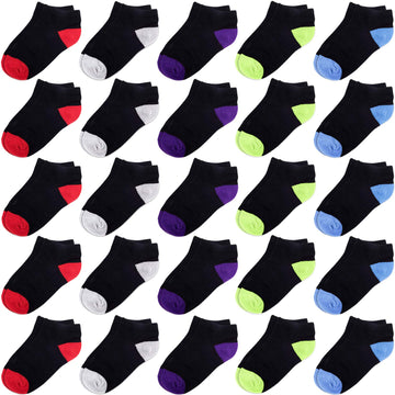 Duufin 25 Pairs Toddler Ankle Socks Low Cut Kids Half Cushion Socks Low Rise Ankle Socks For Boys And Girls (Multicolor B, 1-2T)