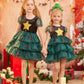 Ikali Girls Christmas Tree Costume, Kids Toddlers Santa'S Helper Elf Costume Outfit Dress Suit Holiday Party Dress-Up Set
