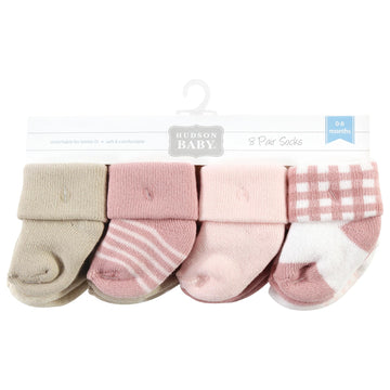 Hudson Baby Unisex Baby Cotton Rich Newborn And Terry Socks, Mauve Taupe, 6-12 Months